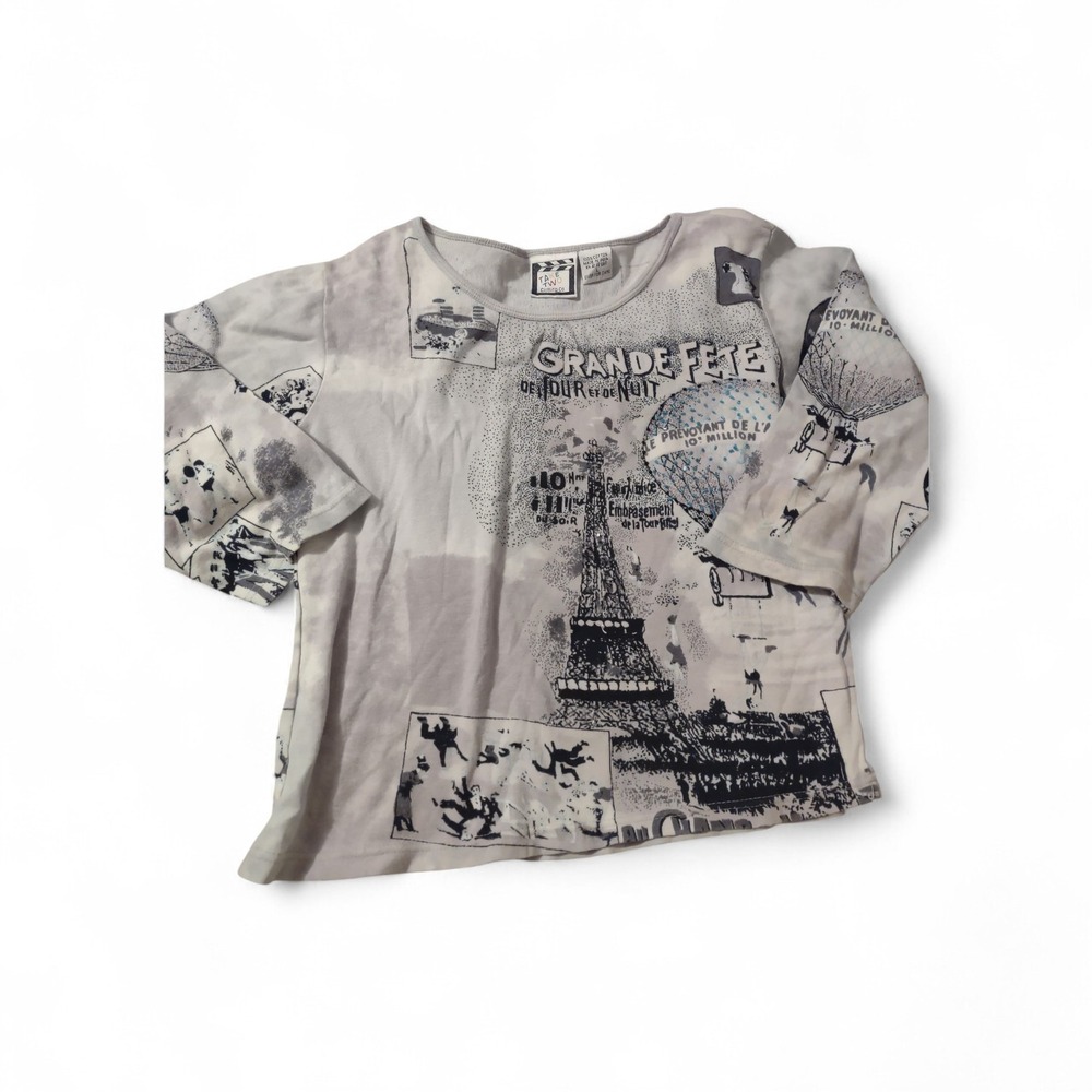 Take‎ Two Paris Themed Cropped Top Grunge Casual Y2K Festival Travel Beaded